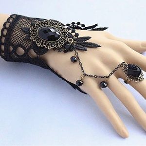 Eleanor ShuMark Gothic black lace bracelet /ring.NWT